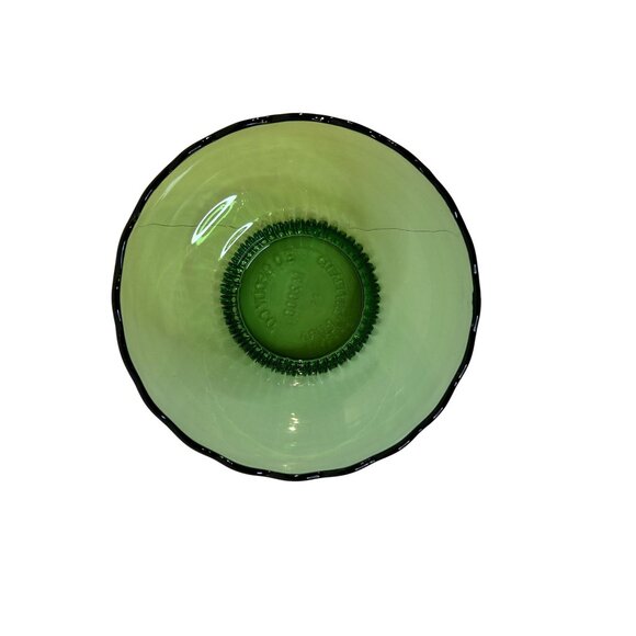 VTG EO Brody M2000 Scallop Edge Emerald Green Glass Ribbed Base Bulb Bowl 6.75" - Picture 4 of 11